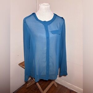 W118 Walter Baker Sheer Button Down Blouse